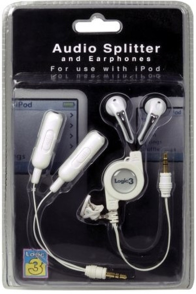 Logic3 Audio Splitter & Earphones, White
