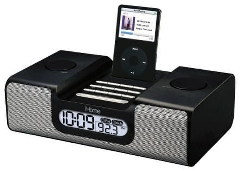 iHome iH8 Dual Alarm iPod Clock Radio Black