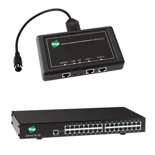 Digi EtherLite 162 - 16-port RS-422 RJ-45 terminal server 100Мбит/с хаб-разветвитель