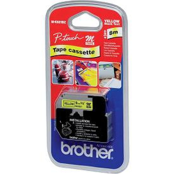 Brother M-K621B Black on yellow M label-making tape