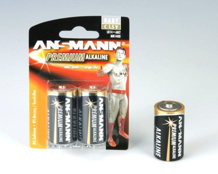 Ansmann 2 X Premium Alkaline Baby / C Щелочной 1.5В батарейки