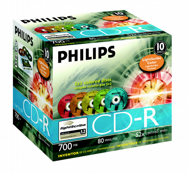 Philips CD-R 52x 700MB / 80min LS Color JC(10) 700MB 10pc(s)