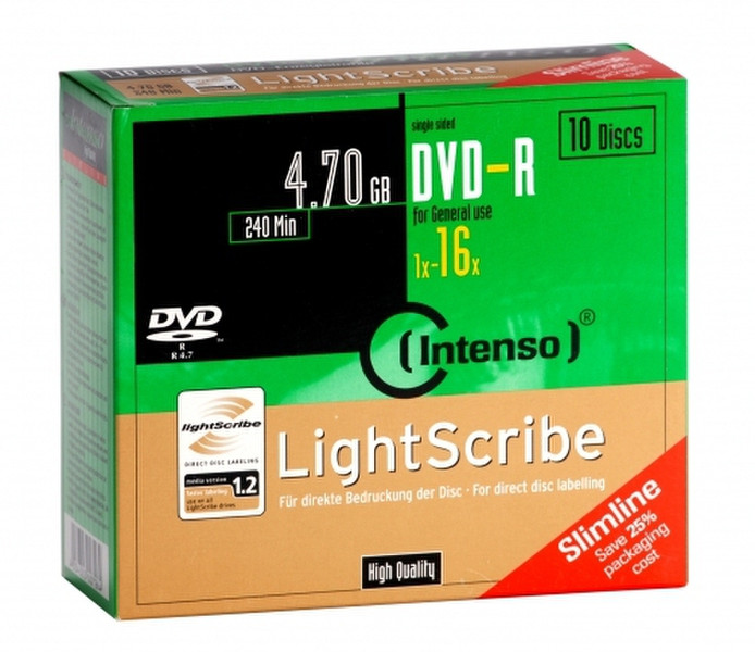 Intenso DVD-R 4.7GB, LS, 16x 4.7ГБ DVD-R 10шт