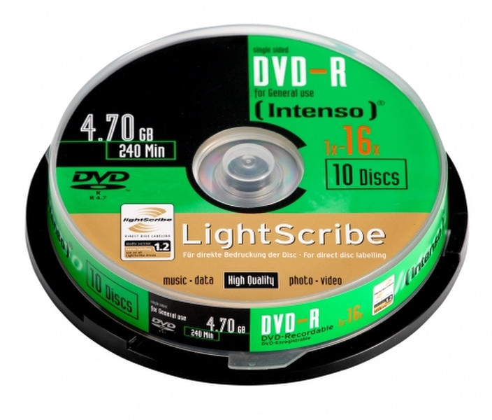 Intenso DVD-R 4.7GB, LS, 16x 4.7GB DVD-R 10Stück(e)