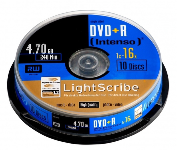 Intenso DVD+R 4.7GB, LS, 16x 4.7ГБ DVD+R 10шт