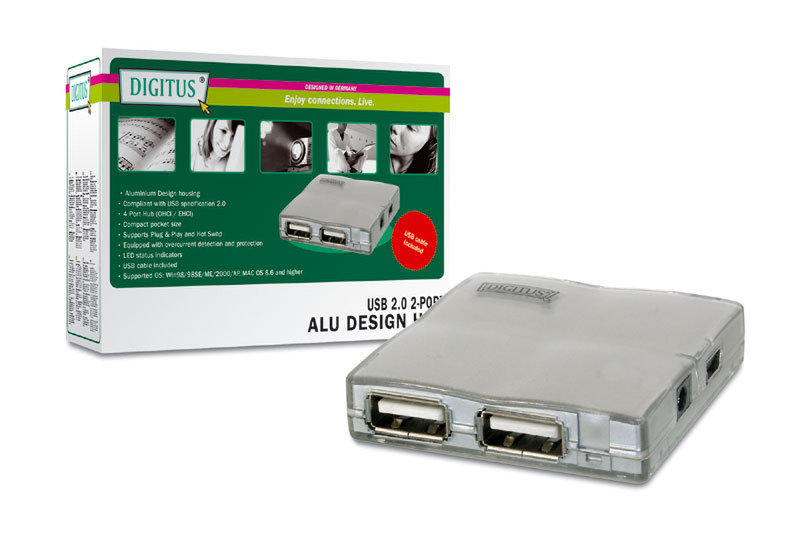 Digitus Mini USB Hub Grey cable interface/gender adapter