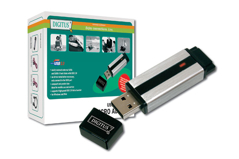 Digitus USB2.0 to SATA Adapter Черный кабельный разъем/переходник