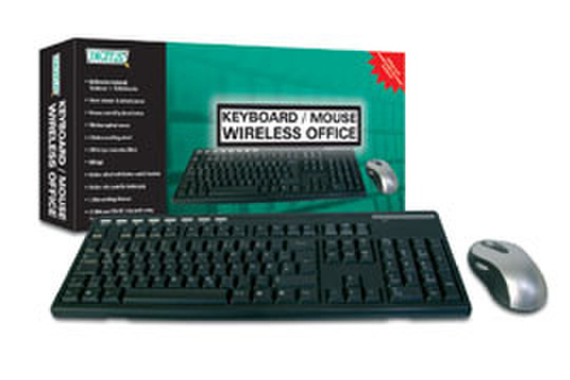 Digitus Office keyboard and mouse set Беспроводной RF Черный клавиатура