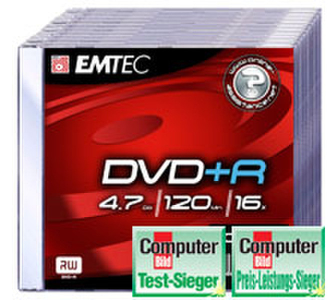 Emtec DVD+R 4,7GB 16X Slim 10P-10 4.7GB DVD+R 10Stück(e)