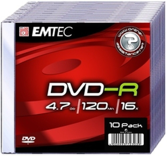 Emtec DVD-R 4,7GB 16X Slim 10P 4.7GB DVD-R 10pc(s)