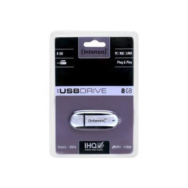 Intenso Business Line 8GB 8GB USB 2.0 Typ A Schwarz, Silber USB-Stick
