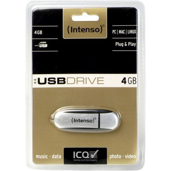 Intenso Business Line 4GB 4GB USB 2.0 Typ A Schwarz, Silber USB-Stick