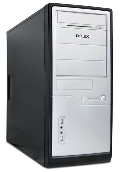 Delux SF438 - Midi ATX Case Midi-Tower 400W Schwarz, Silber Computer-Gehäuse