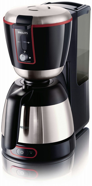 Philips Pure Essentials HD7692/90 Отдельностоящий Автоматическая Капельная кофеварка 1.2л 15чашек Черный, Красный, Нержавеющая сталь кофеварка
