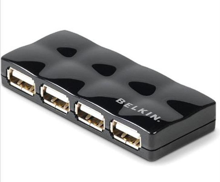 Belkin USB 2.0 4-Port Mobile Hub 480Mbit/s Schwarz Schnittstellenhub