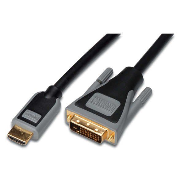 Digitus DK-108012 5m HDMI DVI-D Schwarz, Grau Videokabel-Adapter