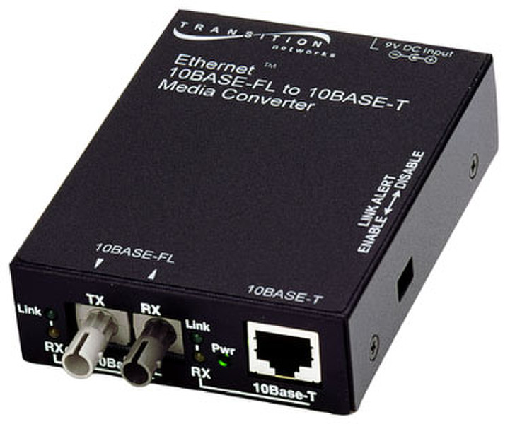 Transition Networks Ethernet 10BASE-T to 10BASE-FL Stand-Alone Media Converter 10Mbit/s 850nm network media converter