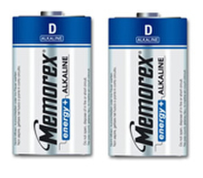 Memorex Alkaline D Batteries, 2-Pack Alkaline 1.5V non-rechargeable battery