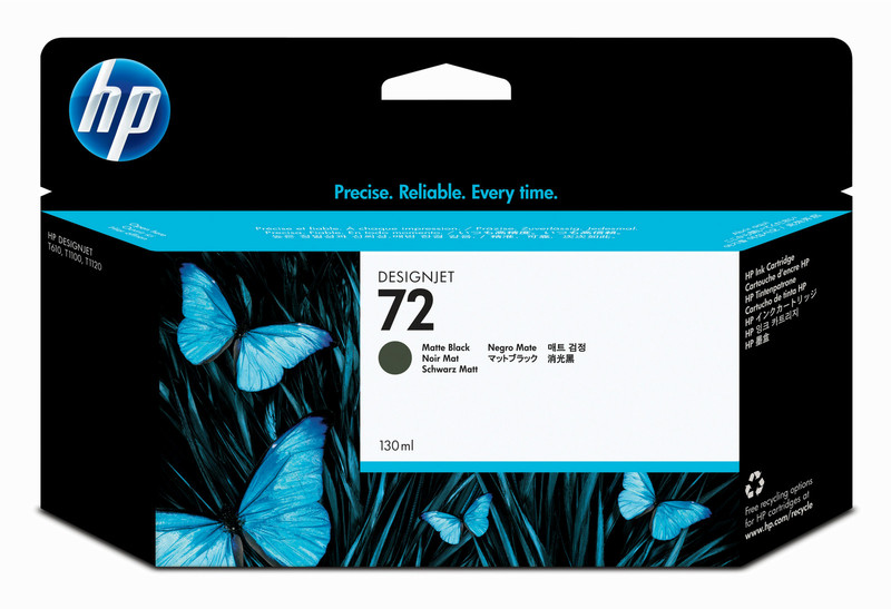HP 72, Струйный картридж DesignJet, 130 мл, Черный матовый