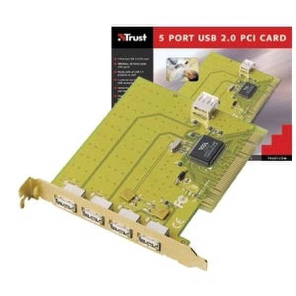 Trust 5-PORT USB 2.0 PCI CARD 480Мбит/с сетевая карта