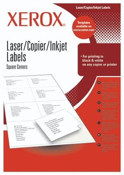 Xerox Labels 21.2 x 38.1 mm A4 100 sheets Weiß 65Stück(e) selbstklebendes Etikett