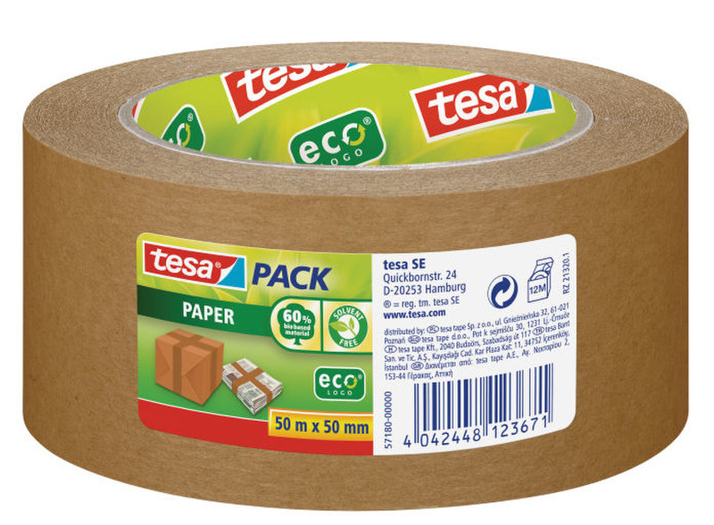 TESA paper ecoLogo 50mx50mm 50м Коричневый 1шт канцелярская/офисная лента