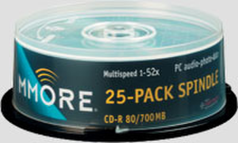 Mmore CD-R 80 700MB 1-52x SPINDLE CAKEBOX 25-PACK 700MB