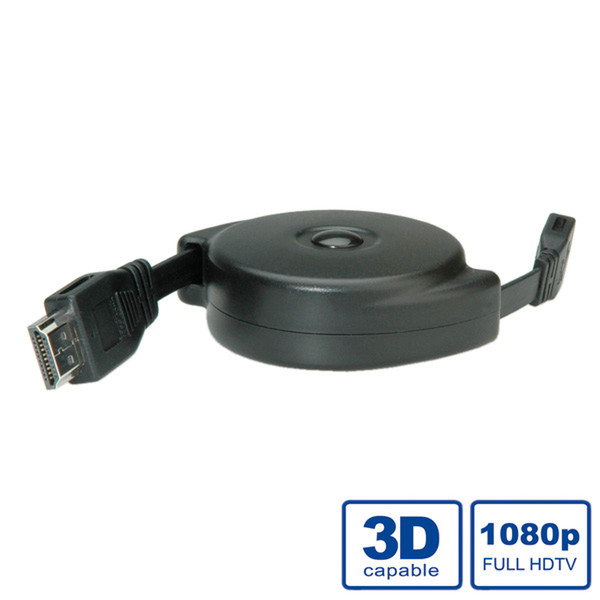 Value HDMI High Speed mit Ethernet Aufrollkabel, HDMI ST - HDMI Mini ST 1,2m