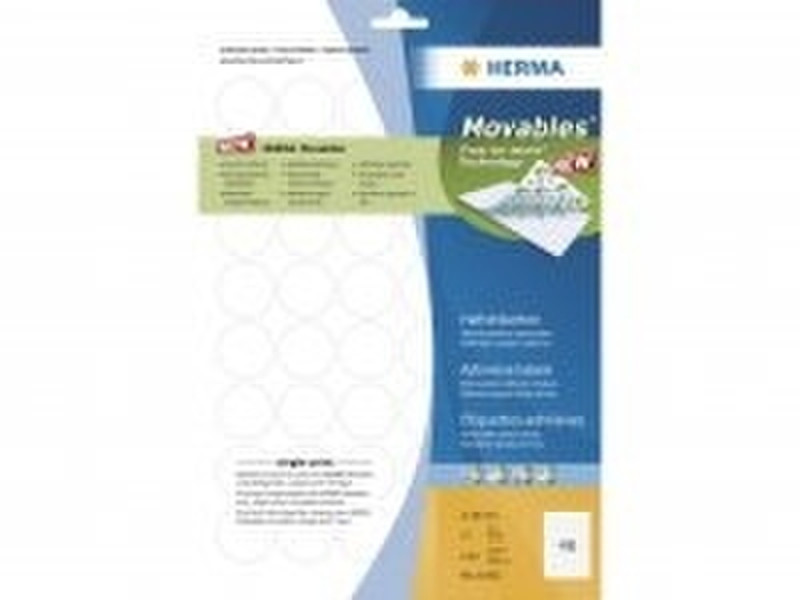 HERMA Adhesive labels white A4 Movables ø 30 1200 pcs Белый 1200шт самоклеящийся ярлык