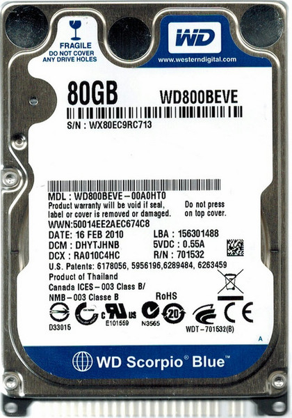 Western Digital Scorpio Blue 80GB 80ГБ Parallel ATA внутренний жесткий диск