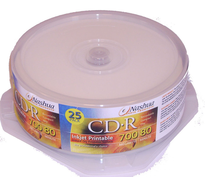 Nashua 25-pack CD-R Printable cakebox 80min./700MB, 52x CD-R 700MB 25pc(s)