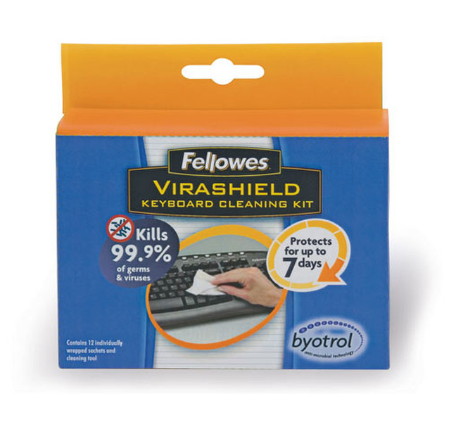Fellowes VIRASHIELD Keyboard Cleaning Kit 12 pcs. disinfecting wipes