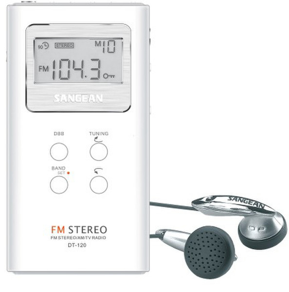 Sangean DT-120 Tragbar Digital Weiß Radio