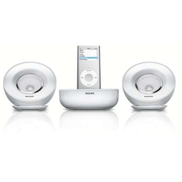 Philips Speaker Dock 2.0канала 6Вт Белый мультимедийная акустика