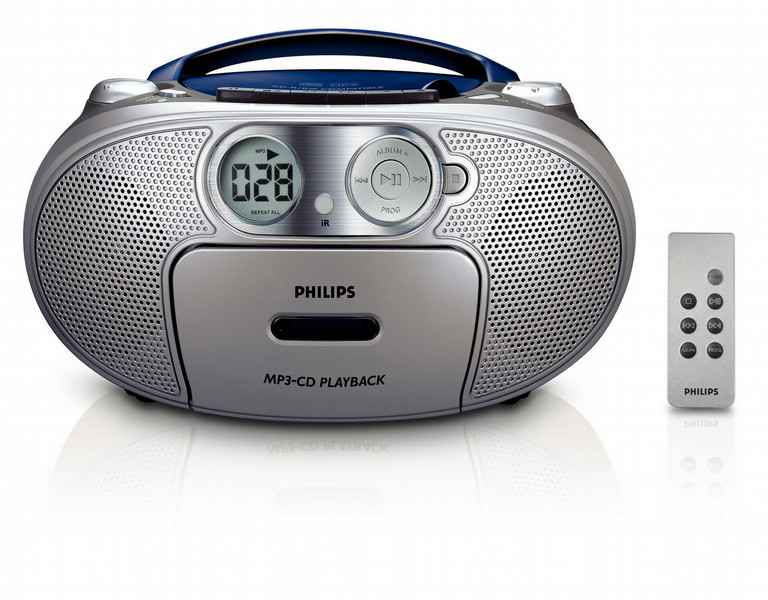 Philips AZ1037N/61 2.4Вт Синий, Cеребряный домашний музыкальный центр