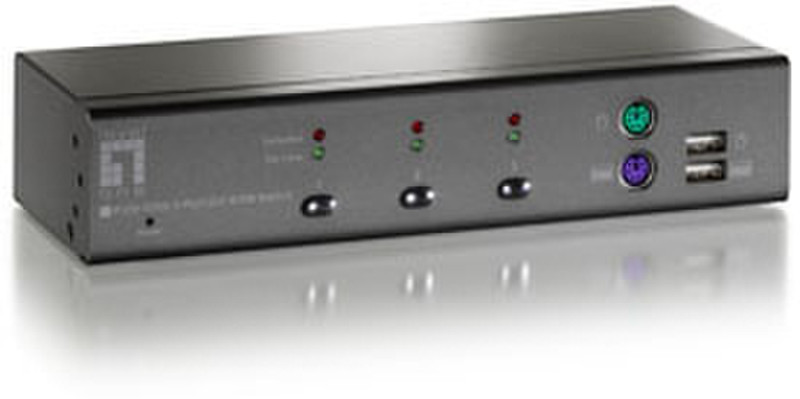 LevelOne 3-port DVI KVM Switch with Audio Grey KVM switch