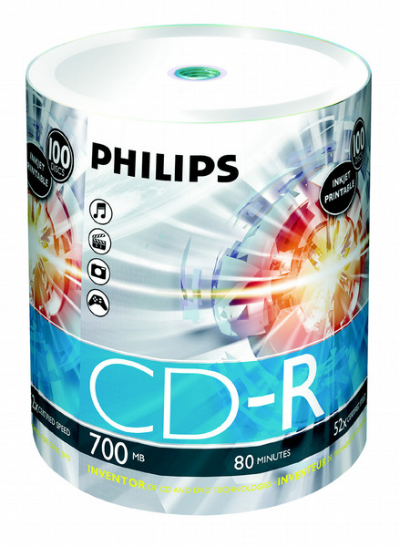 Philips CR7D5JV00/17 CD-R 700МБ 100шт чистые CD
