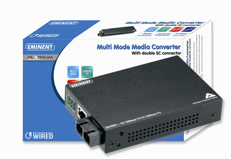 Eminent Multi Mode Media Converter 100Mbit/s Netzwerk Medienkonverter