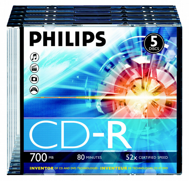 Philips CR7D5NS05/17 CD-R 700МБ 5шт чистые CD