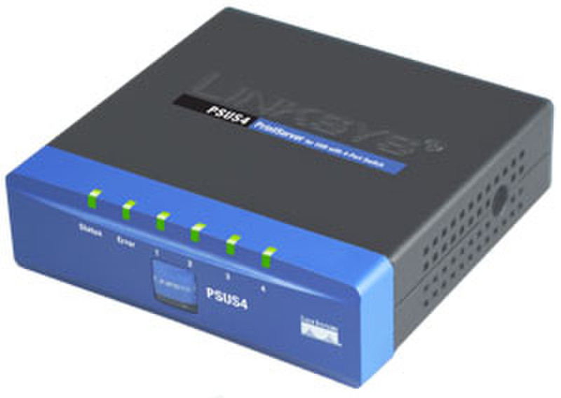 Linksys 10/100 PrintServer for USB with 4-Port Switch Ethernet-LAN Druckserver