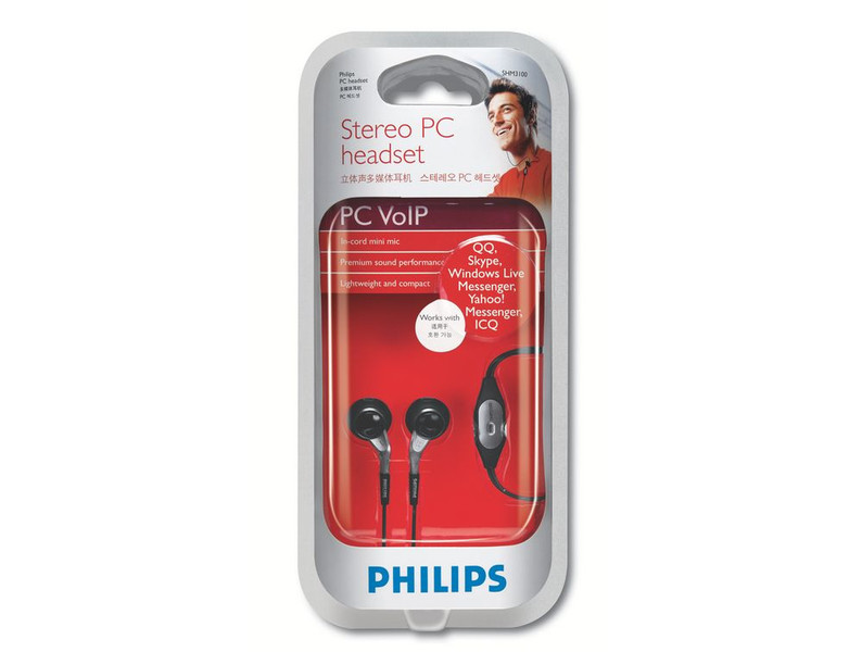 Philips SHM3100/97 Стереофонический Вкладыши Черный, Cеребряный гарнитура