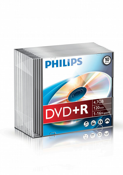 Philips DR4S6S10F/17 4.7ГБ DVD+R 10шт чистый DVD