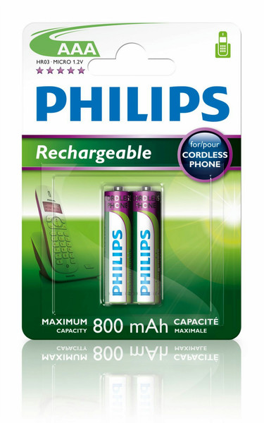 Philips MultiLife R03B2A80 AAA 800 mAh Nickel-Metal Hydride Rechargeable accu