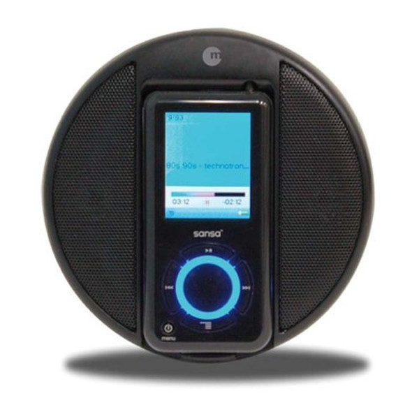 Macally Portable stereo speaker for SanDisk® Sansa™ e200 Series MP3 players 0.5W Schwarz Docking-Lautsprecher