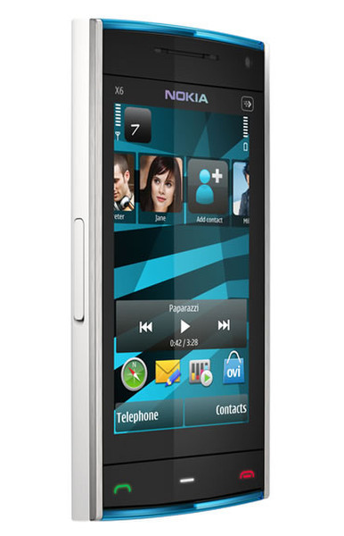 Nokia X6 Blau, Weiß