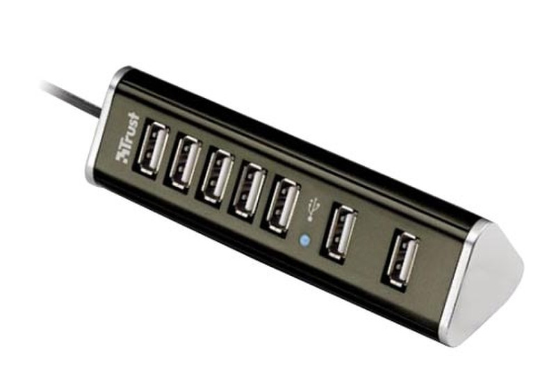 Trust 7 Port USB2 Powered Hub HU-5870V UK 480Мбит/с Черный хаб-разветвитель