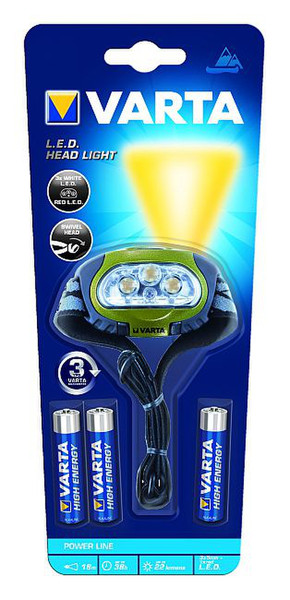 Varta LED X4 Head Light 3AAA Stirnband-Taschenlampe Schwarz, Grün