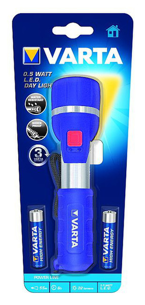 Varta 0.5W LED Day Light 2AA Hand flashlight Blue,Silver