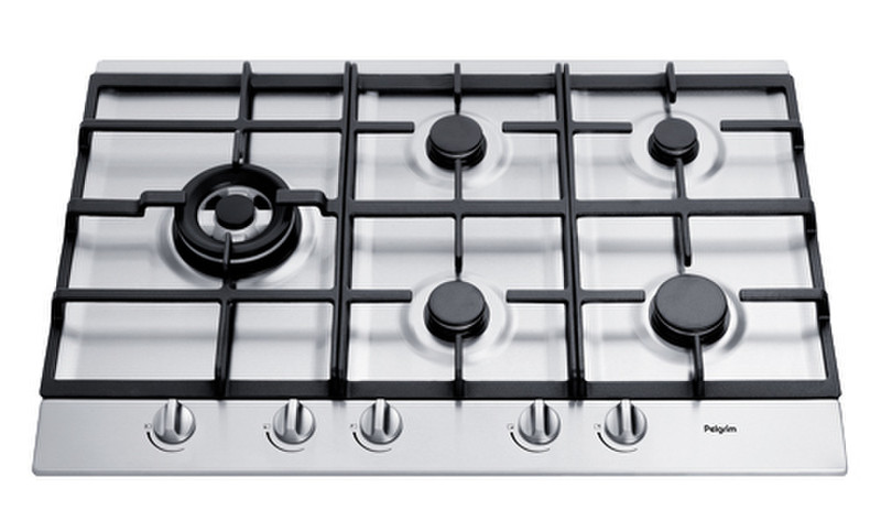 Pelgrim GK677ERVS built-in Gas Black,Stainless steel hob