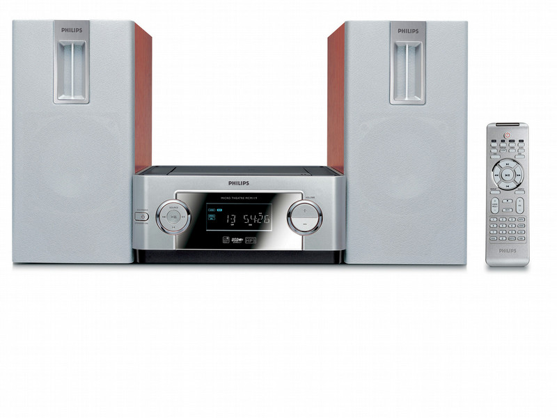 Philips MCM119 Home audio micro system 40Вт Серый, Cеребряный, Деревянный